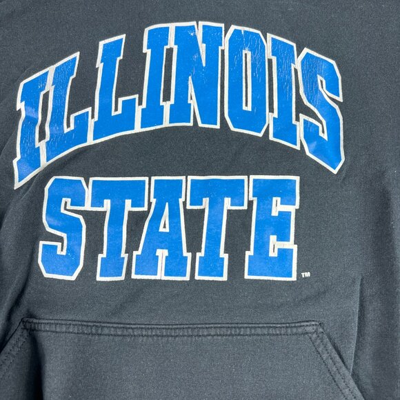 Y2K Illinois State Red Birds Sweatshirt Extra Large Black & Blue Faded Hoodie - Picture 5 of 16